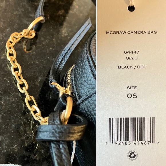 New Tory Burch McGraw Leather Camera Bag, Black Small Crossbody Purse - Picture 7 of 15